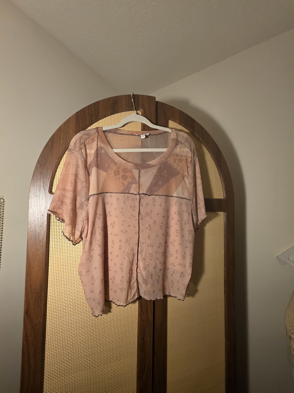 bp Peach Patchwork Short-Sleeve Blouse